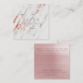 Carte De Visite Carré Référence rose de client de marbre d'argent d'or (Devant / Derrière)