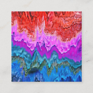 Carte De Visite Carré "Réflexion rayonnante" Art Abstrait coloré