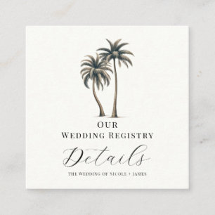 Carte De Visite Carré Registre de mariage tropical de palmier de la côte