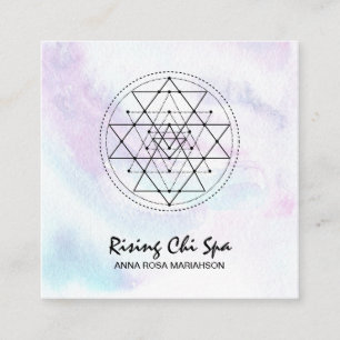Carte De Visite Carré *~* Reiki Massage Pastel Géométrie Sacrée Yoga