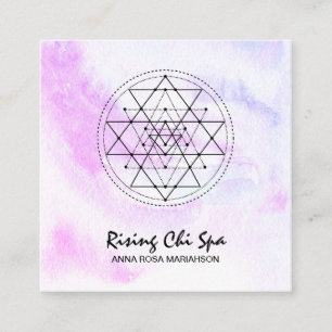 Carte De Visite Carré *~* Reiki Massage Pastel Yoga Géométrie Sacrée