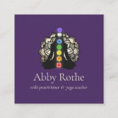 Carte De Visite Carré Reiki Master avec Chakras Purple (Devant)