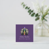Carte De Visite Carré Reiki Master avec Chakras Purple (Debout devant)