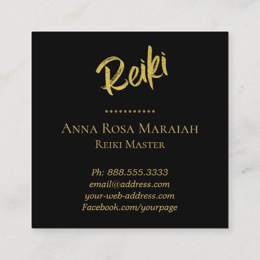 Carte De Visite Carré *~* Reiki Master Praticien Energie Guérisseur Heal (Dos)