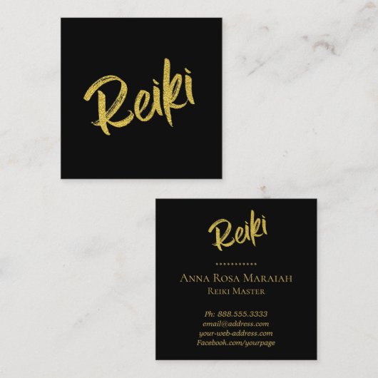 Carte De Visite Carré *~* Reiki Master Praticien Energie Guérisseur Heal (Devant / Derrière)