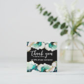 Carte De Visite Carré Remerciement Abstrait Vert Noir Élégant Entreprise (Debout devant)