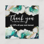 Carte De Visite Carré Remerciement Abstrait Vert Noir Élégant Entreprise (Devant)