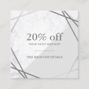 Carte De Visite Carré Remise argentée grise de marbre géométrique
