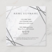 Carte De Visite Carré Remise argentée grise de marbre géométrique (Dos)