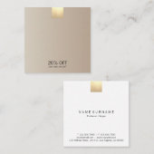 Carte De Visite Carré Remise beige moderne élégante d'accent d'or de (Devant / Derrière)