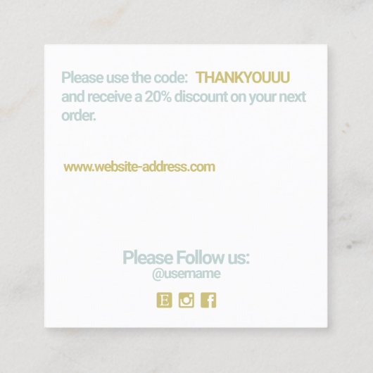 Carte De Visite Carré Remise client Merci étoiles hiver (Dos)