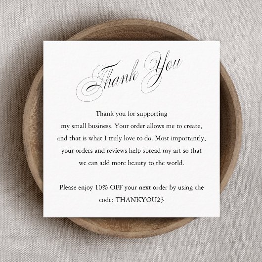 Carte De Visite Carré Remise sur le Merci d'appréciation du client B