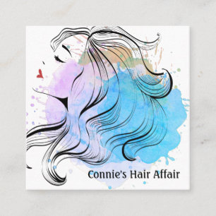 Carte De Visite Carré Rendez-vous coiffeur élégant Watercolor Splash
