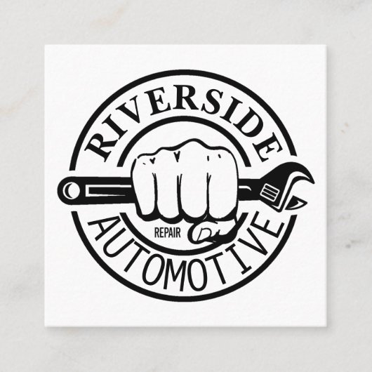 Carte De Visite Carré Réparation automatique main noire Magasin Logo mod (Devant)