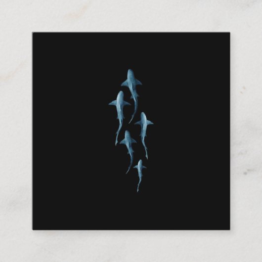 Carte De Visite Carré Requin - Baignade Requins mignonne Drôle Cadeau (Devant)