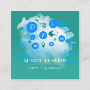 Carte De Visite Carré Responsable communautaire SEO Expert en médias so