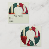 CARTE DE VISITE CARRÉ RESTAURANT CHEF CUISINE NOURRITURE, MONOGRAMME DE  (Devant / Derrière)