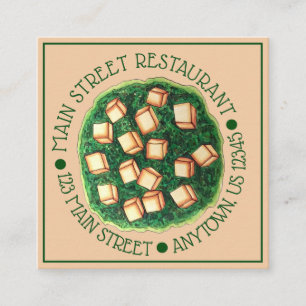 Carte De Visite Carré Restaurant cuisine indienne Plat Saag Paneer