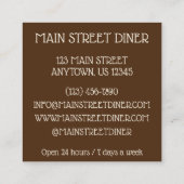 Carte De Visite Carré Restaurant méditerranéen grec Moussaka Diner (Dos)