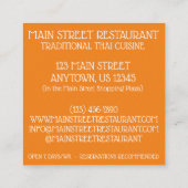Carte De Visite Carré Restaurant thaïlandais Mango Stico Rice Dessert (Dos)
