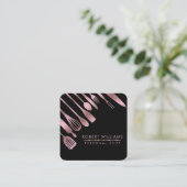 Carte De Visite Carré Restauration rose de Faux de parties scintillantes (Debout devant)