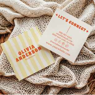 Carte De Visite Carré Retro Bold 70's Boho Super Funky unique tendance