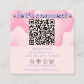 Carte De Visite Carré Retro Bold Pink Purple QR Code Groovy Girly Trendy (Dos)