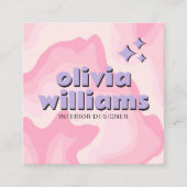 Carte De Visite Carré Retro Bold Pink Purple QR Code Groovy Girly Trendy (Devant)