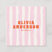 Carte De Visite Carré Retro Bold rose Boho Super tendance Girly QR Code (Devant)