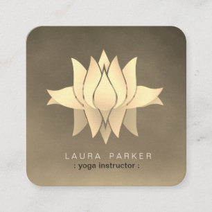 Carte De Visite Carré Rétro Gold Lotus Yoga Méditation Holistique Vintag