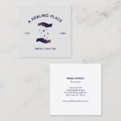 Carte De Visite Carré Retro Hands Reiki Praticien Healing Energie (Devant / Derrière)