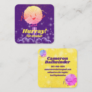 Carte De Visite Carré Retro mignon saut scribble fil crochet crochets bu