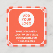 Carte De Visite Carré Retro Orange Custom Logo et QR Code (Devant)