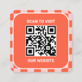 Carte De Visite Carré Retro Orange Custom Logo et QR Code (Dos)