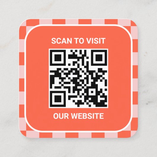Carte De Visite Carré Retro Orange Custom Logo et QR Code (Dos)
