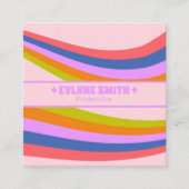 Carte De Visite Carré Retro Pink Purple Rainbow QR Code Groovy Girly (Devant)