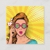 Carte De Visite Carré Retro Pop Art Blonde Lady Wow ID556 (Devant)
