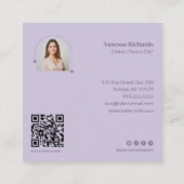 Carte De Visite Carré Retro Purple Bakery Gingham QR Code Photo (Dos)