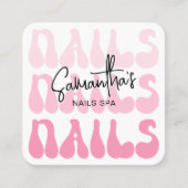 Carte De Visite Carré Rétro rose moderne ongle Artiste Salon Manucure (Devant)