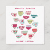 Carte De Visite Carré Retro Tea Cup Restauration Boulangerie Café (Devant)