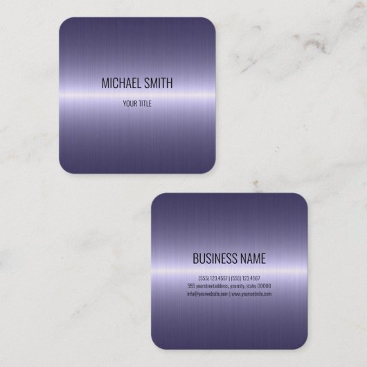 Carte De Visite Carré Revêtement en métal en acier inoxydable cool #2 (Devant / Derrière)