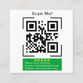 Carte De Visite Carré Revue Google avec lien de code QR (Dos)