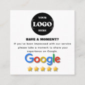 Carte De Visite Carré Revue Google avec lien de code QR (Devant)
