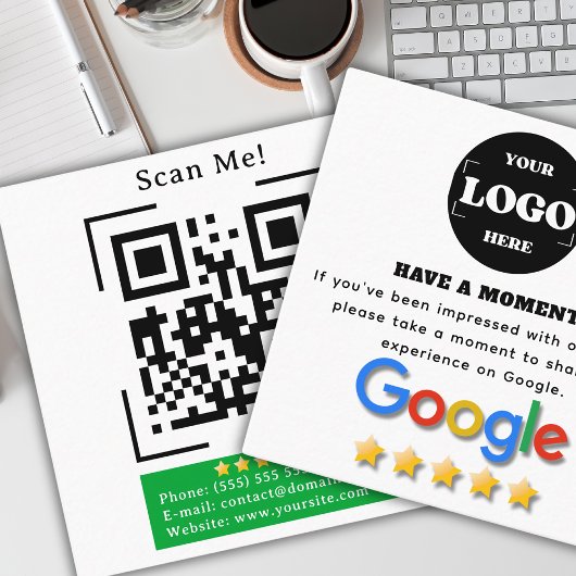 Carte De Visite Carré Revue Google avec lien de code QR