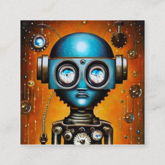 Carte De Visite Carré Robot futuriste rétro