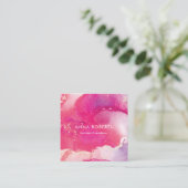 Carte de visite carré rose (Debout devant)