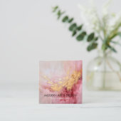 Carte De Visite Carré Rose Abstrait Pink Paint Gold (Debout devant)