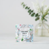 Carte De Visite Carré Rose Bleu Vert tendance Art Abstrait moderne éléga (Debout devant)