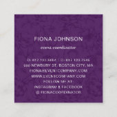 Carte De Visite Carré Rose botanique moderne teinte violet noir et blanc (Dos)