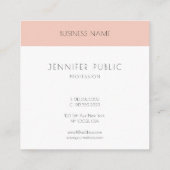 Carte De Visite Carré Rose clair blanc moderne Modèle simple élégant (Dos)